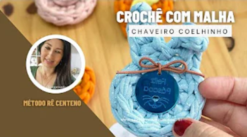 Croche Com Malha - Chaveiro Coelinho